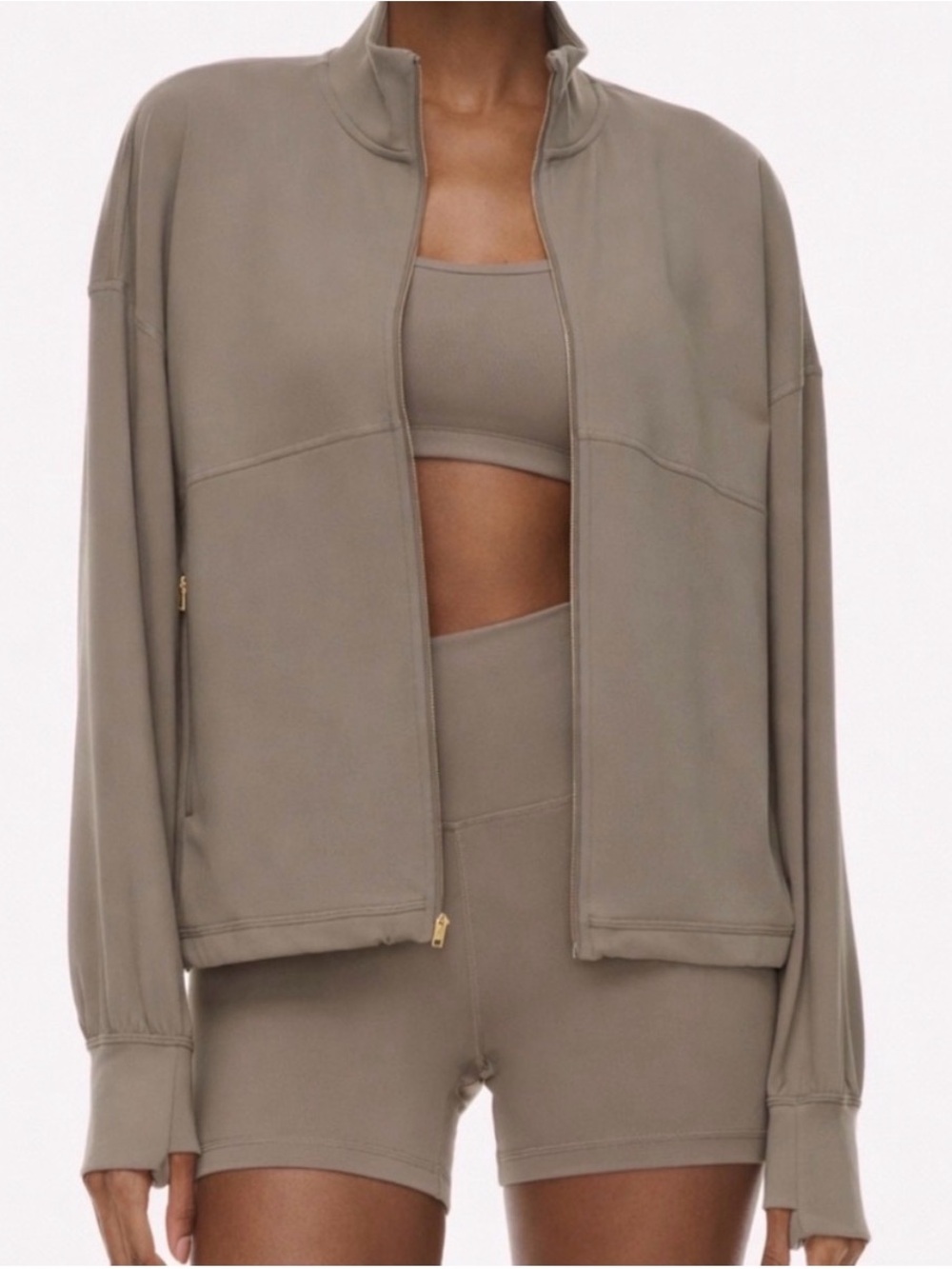 Aritzia Golden LIFE Relay Zip Up Jacket Taupe Activewear Size Medium